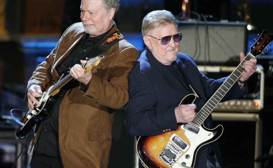 Bob Spalding, left, and Don Wilson of The Ventures perform at the Rock and Roll Hall of Fame Induction Ceremony in New York, March 10, 2008. Wilson, a co-founder of the band, died Saturday at the age of 88.
