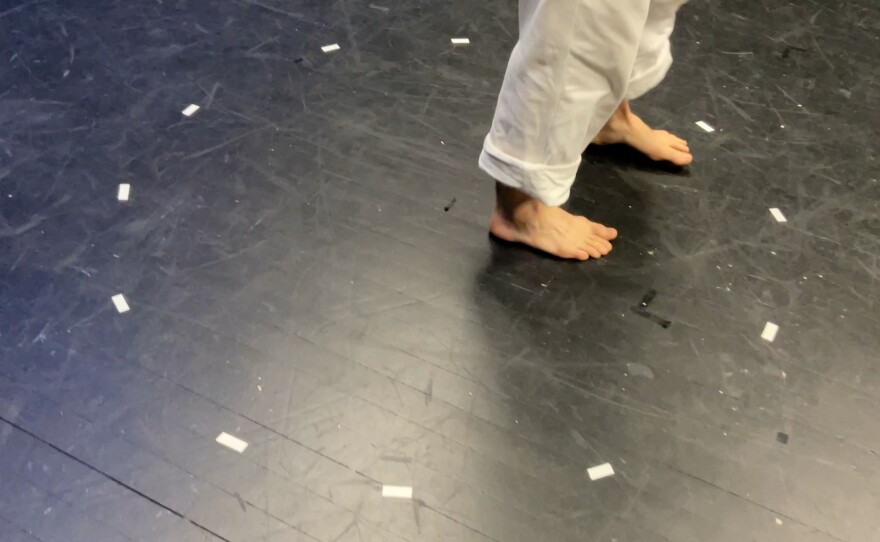 That circle represents the amount of space Daniel Nodder has to work in for his Fringe show "Only Bones." It is called a "liberating set of restrictions." March 8, 2023