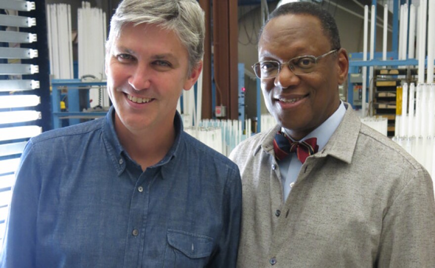 Steven and contributor Alvin Hall at Nola Park, Cleveland.