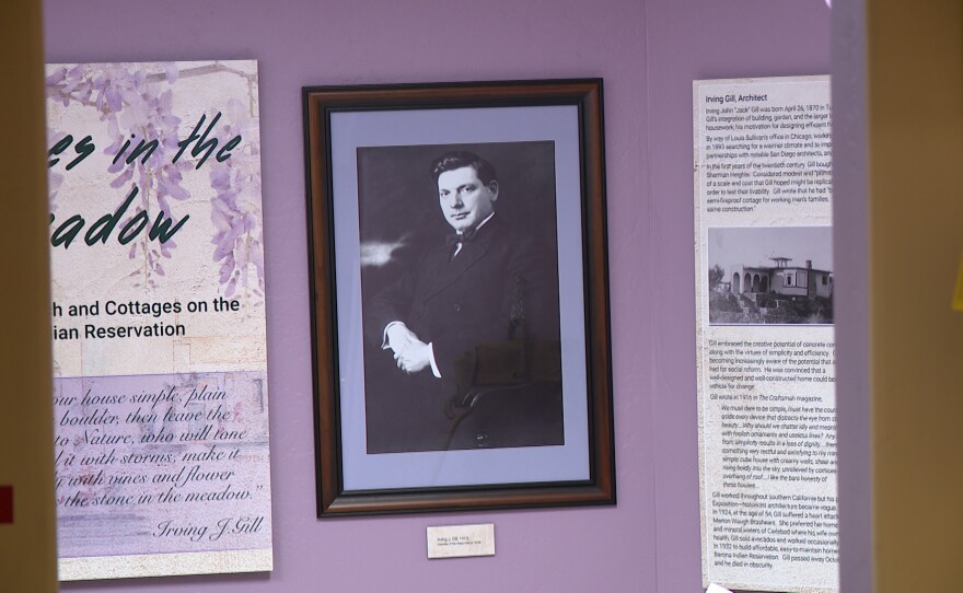 A portrait of architect Irving Gill is shown in a room at the Cultural Center & Museum dedicated to him on September 26, 2025.