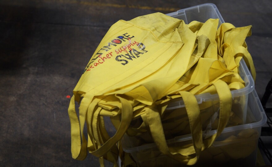 Teachers can fill up to five of these tote bags per visit to the Swap.