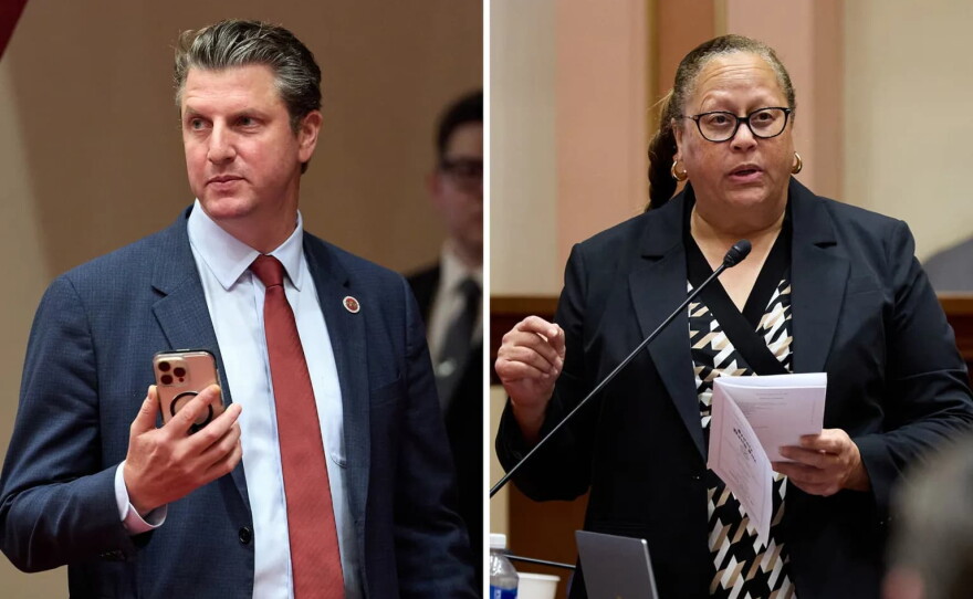 From left, state Sen. Henry Stern and state Sen. Laura Richardson.