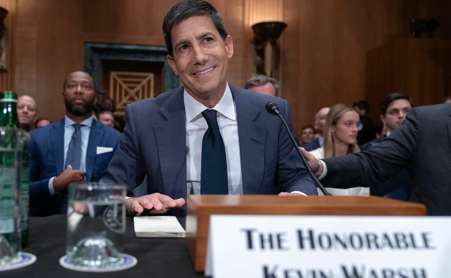 Kevin Warsh testifies during his nomination hearing to be a member and chairman of the Federal Reserve Board of Governors before the Senate Banking, Housing and Urban Affairs Committee on Capitol Hill, in Washington Tuesday, April 21, 2026.
