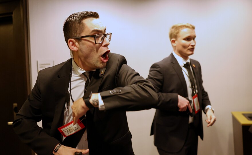 Secret service agents respond to shots fired during the White House Correspondents Dinner on Saturday.