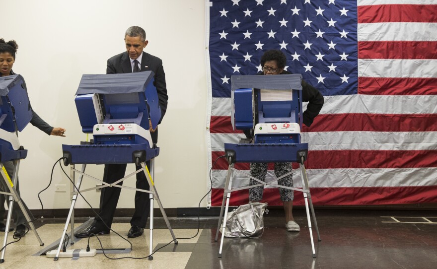 President Obama votes early in the midterm election at the Dr. Martin Luther King Community Service Center in Chicago on Monday.