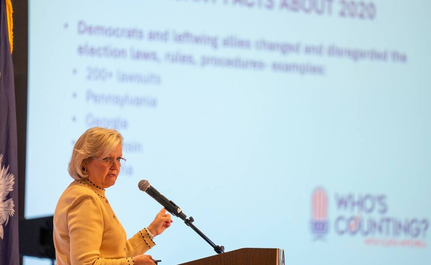Conservative attorney Cleta Mitchell, seen here at a South Carolina Republican Party event in 2022, has been circulating a memo laying out "the threat of non-citizen voting in 2024."
