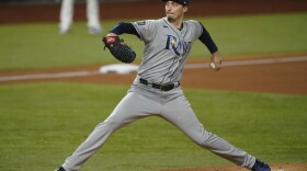 Tampa Bay Rays starting pitcher Blake Snell throws against the Los Angeles Dodgers during the first inning in Game 6 of the baseball World Series Tuesday, Oct. 27, 2020, in Arlington, Texas. 