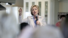 Democratic presidential candidate Hillary Rodham Clinton speaks during a house party in Carroll, Iowa,  July 26, 2015. 