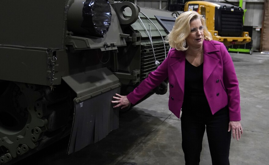 Secretary of the Army Christine Wormuth looks over the latest version of the M1A2 Abrams main battle tank as she tours the Joint Systems Manufacturing Center on Feb. 16, 2023, in Lima, Ohio.