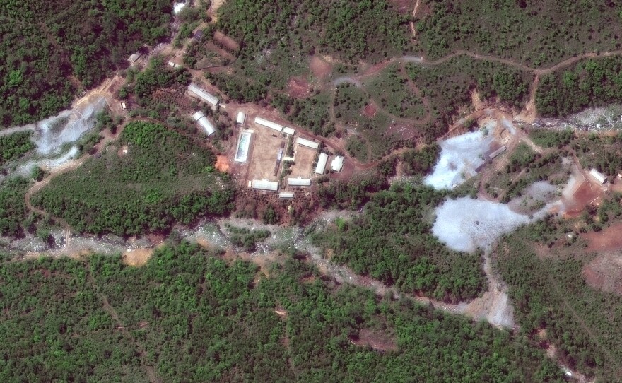 A satellite photo of the Punggye-ri nuclear test site in North Korea on Wednesday.