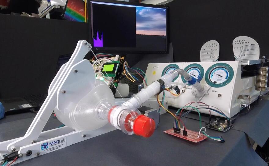 A MADVent ventilator made by UCSD engineers and physicians is pictured above, July 7, 2020.