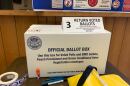 Ballot boxes at the East San Diego Masonic Temple in San Carlos on Mar. 3, 2020.