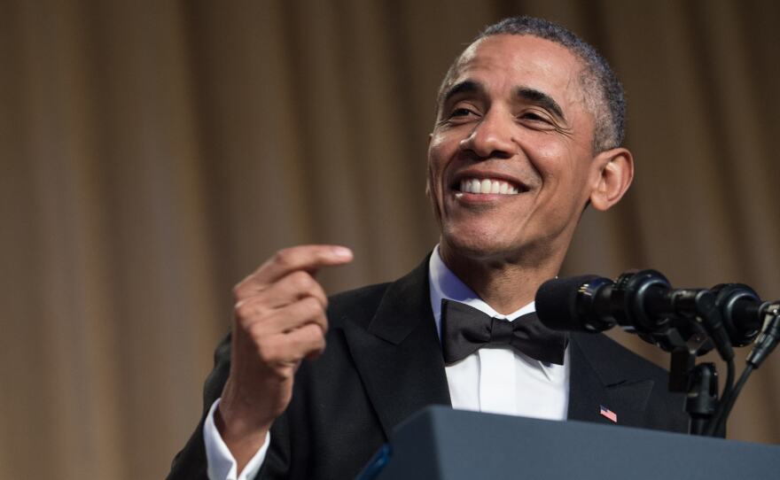 President Barack Obama speaks at the 102nd White House Correspondents' Association Dinner on Saturday.