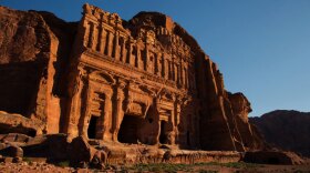 Petra. Drawing inspiration from Egyptian, Assyrian and Hellenstic architecture, many of these facades show ornate architectural features and intricately carved details.