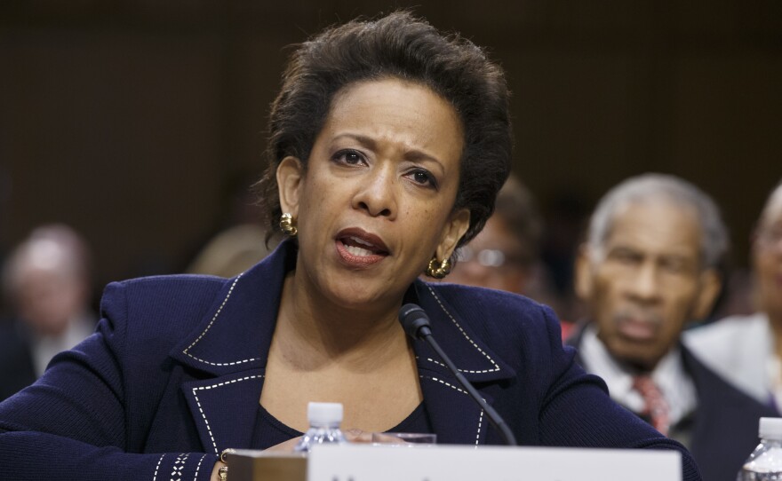 Loretta Lynch testifies on Capitol Hill in Washington on Jan. 28 during her confirmation hearing before the Senate Judiciary Committee