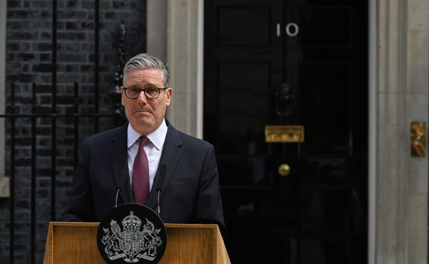 Britain's Prime Minister Keir Starmer speaks to the media outside 10 Downing Street to announce his resignation in London, Monday, June 22, 2026.