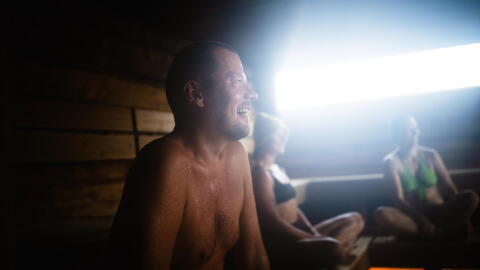 Tony Stepanow, from Finland, attends a sauna during the International Sauna Congress 2026 in Oslo, Norway, Sept. 25, 2026.