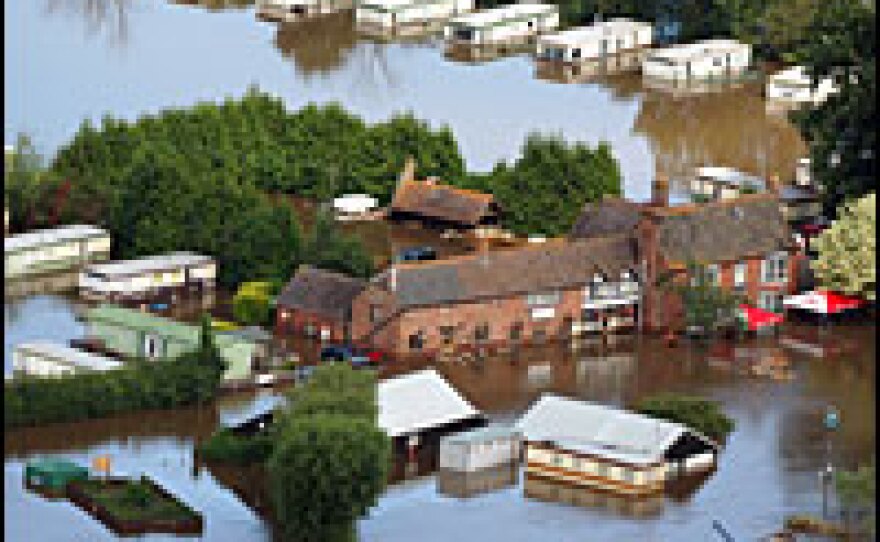 Homes are submerged near Tewkesbury, England after the worst flooding in 60 years.