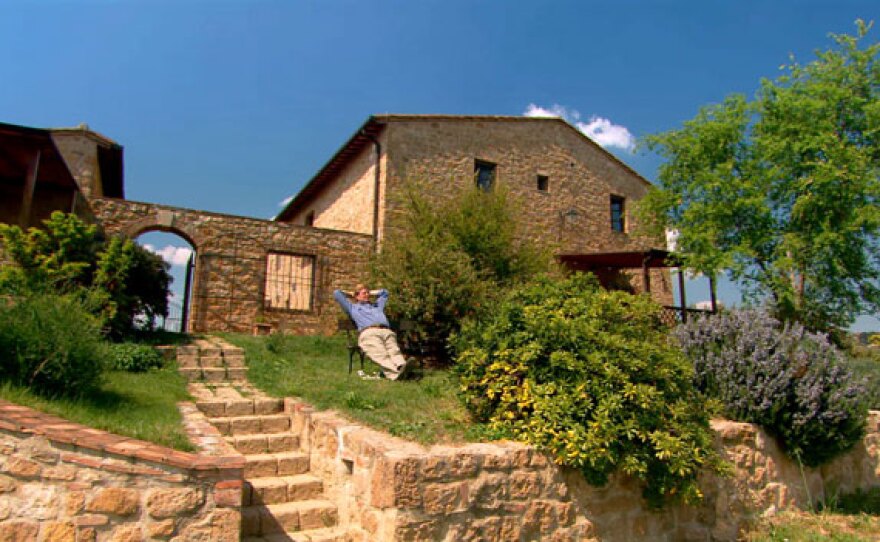 Rick Steves relaxing at Tuscan Agriturismo, Italy.