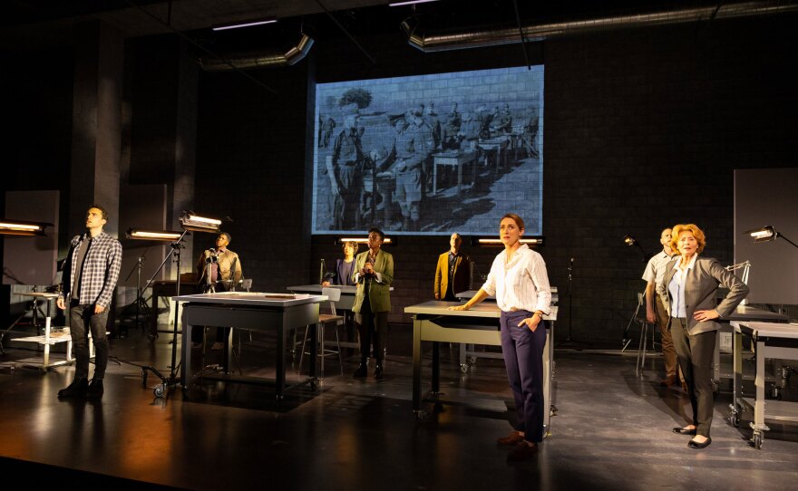 The cast of "Here There Are Blueberries" is shown in an undated photo at La Jolla Playhouse.
