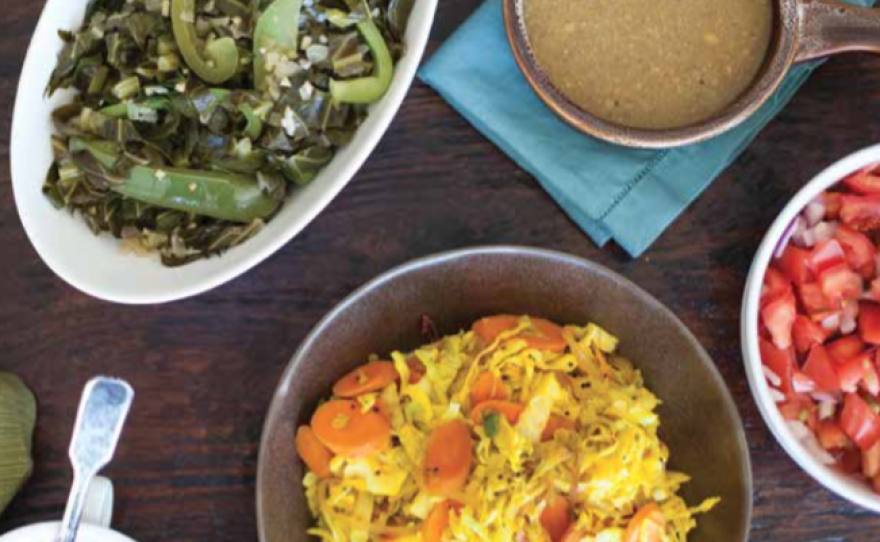 Cover of the cookbook, "Around the World At the Farmer's Market."