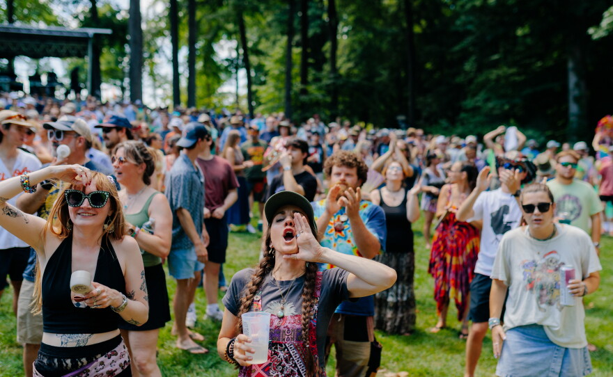 Festivalgoers cheer for The Hip Abduction at All Good Now festival in June at Merriweather Post Pavilion in Columbia, MD.