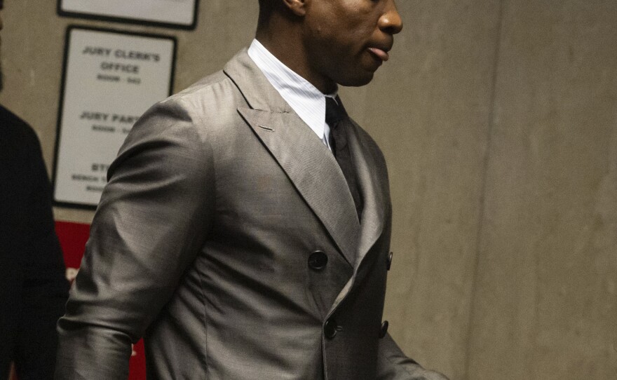 Jonathan Majors arrives at court for a jury selection on his domestic violence case, on Wednesday, Nov. 29, 2023, in New York.