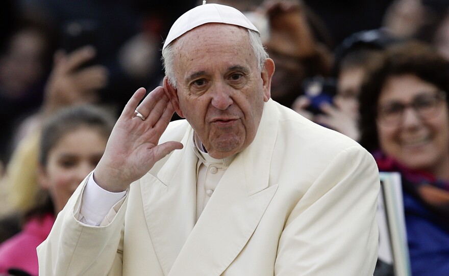 Pope Francis, seen here listening to music in St. Peter's Square Wednesday, has said "a rich complementarity" exists between Jews and Catholics.