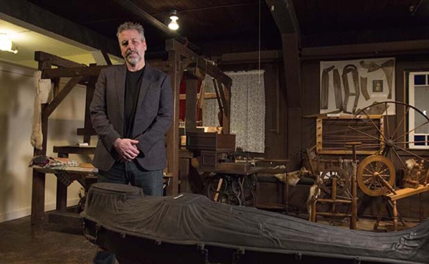 Forensic archaeologist Scott Warnasch with a 19th-century Fisk metallic burial case.