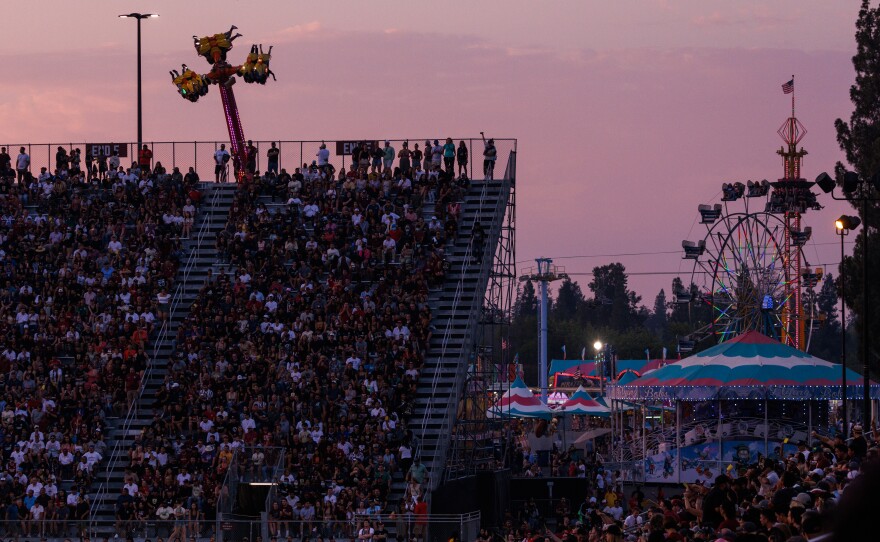 Sporting Kansas City and Sacramento Republic FC play their U.S. Open semifinal game in an arena sharing space with the State Fair in Sacramento, Calif.