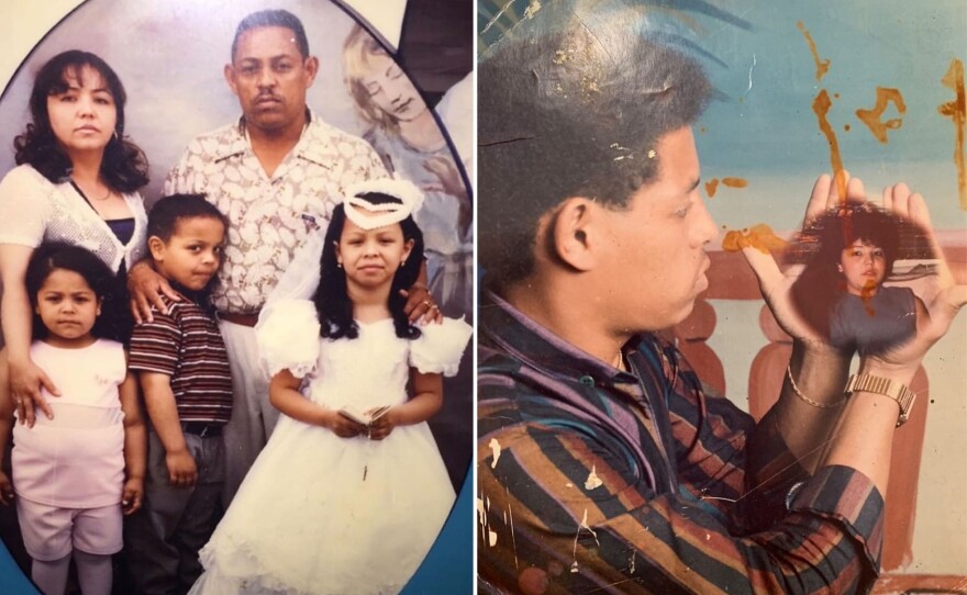 Lizbel Ortiz's mom and dad, Anderson and Reina, with her siblings in East New York, Brooklyn, 1999.