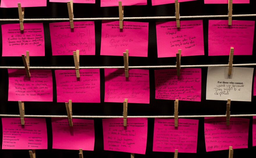 Museum visitors are invited to share their perspective about harassment and violence.