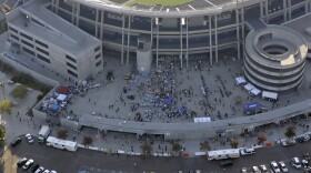 San Diego's Qualcomm Stadium, home to the NFL's Chargers, serves as a shelter for thousands of people who were evacuated due to wildfires from numerous communities in San Diego County, Monday, Oct. 22, 2007. 