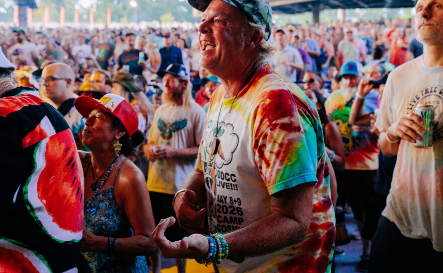 People dance to Widespread Panic in the pit during All Good Now festival at Merriweather Post Pavilion.