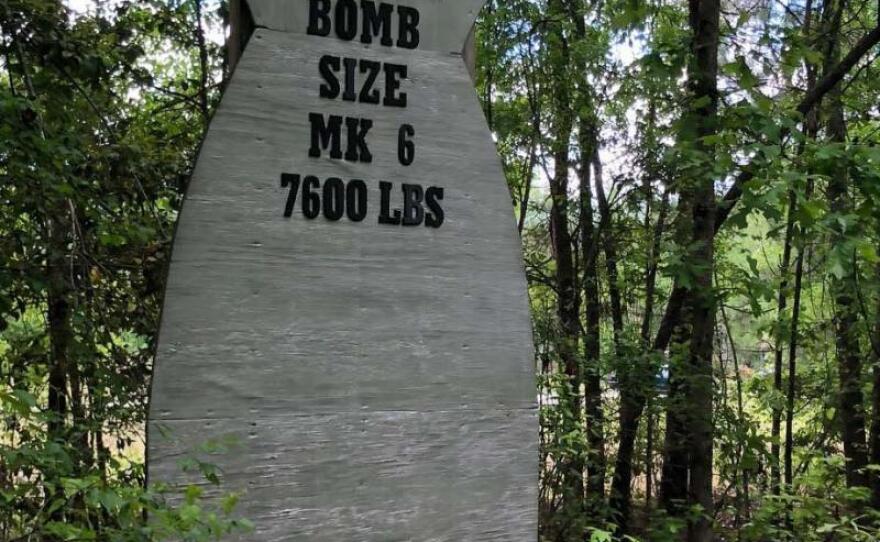 A homemade marker stands at the site where a Mark 6 nuclear bomb was accidentally dropped near Florence, S.C. in 1958 in this undated photo.