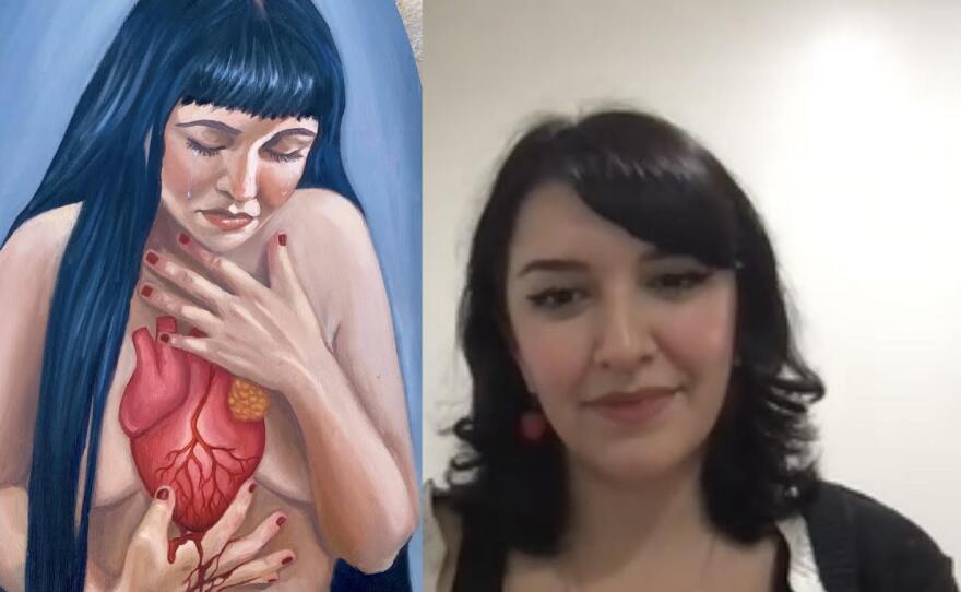 Melissa 'Melicha' Salgado in her home (right) and her favorite art piece that sits in Casa Casillas.