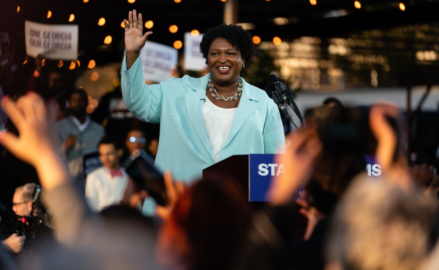Stacey Abrams, Democratic gubernatorial candidate for Georgia, during a "One Georgia Tour" campaign event in Atlanta on March 14, 2022. Abrams also campaigned in Cuthbert that day.