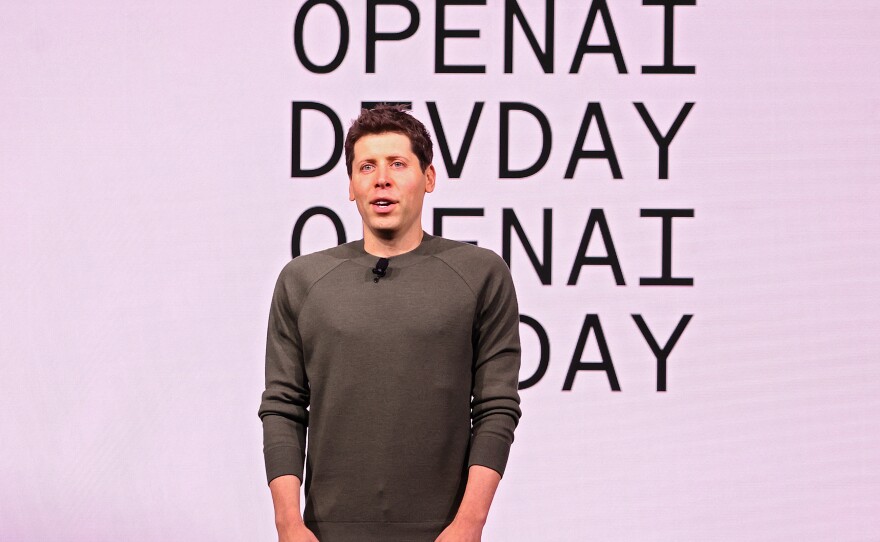 Sam Altman speaks at the OpenAI DevDay event on Nov. 6, in San Francisco. He has been reinstated as OpenAI's chief executive, days after being ousted by its board of directors.