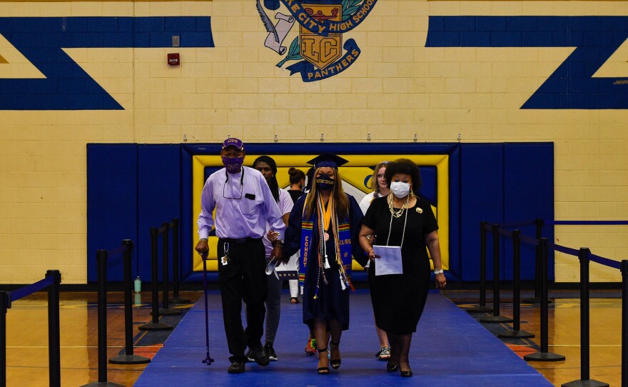 Valedictorian Kimani Ross and her family at the Lake City graduation in Lake City, SC.