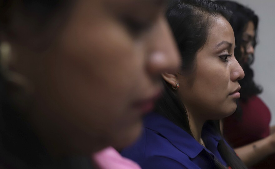 Evelyn Beatriz Hernandez sits in court during her second trial, after her 30-year sentence for murder was overturned in February, in Ciudad Delgado on the outskirts of San Salvador, El Salvador, July 15, 2019.