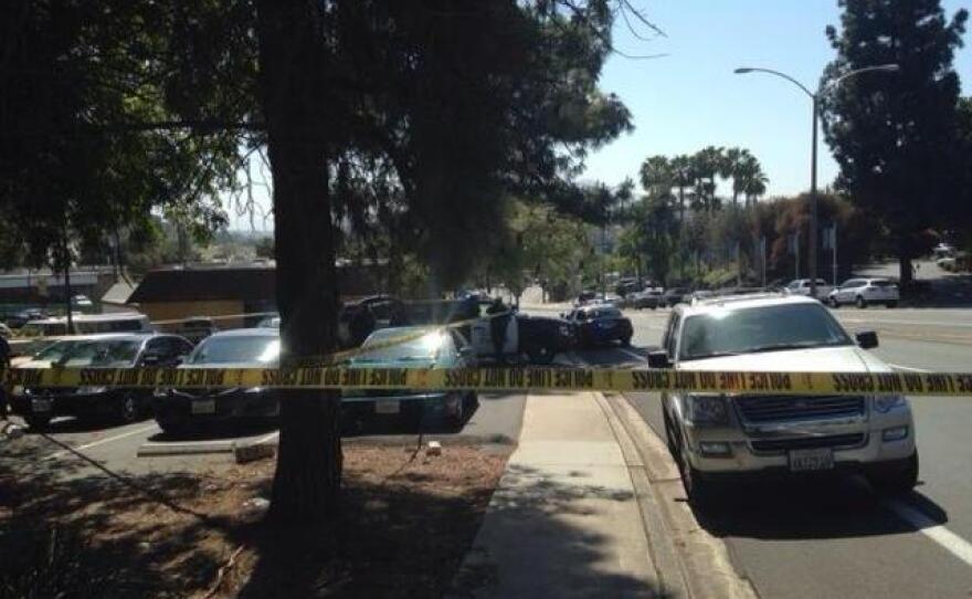 Spring Street near Palm Avenue in La Mesa was closed, as were other streets in the area, while authorities investigated a shooting incident at the Roadway Inn.