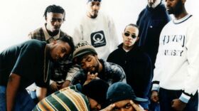 The Wu-Tang Clan. Clockwise from left: Ol' Dirty Bastard, the GZA, the RZA, Inspectah Deck, Masta Killa, Raekwon and Ghostface Killah. Center, from left, Method Man and U-God.