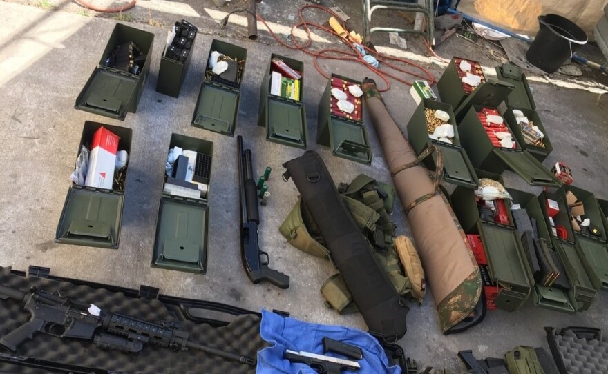 Authorities in Southern California seized a stockpile of high-powered firearms, ammunition and tactical gear from the property of Rodolfo Montoya, who authorities say had been planning a mass shooting because of a dispute involving his work's human resources department.