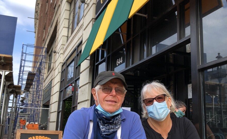 Pam and John Beale set up new sidewalk seating in front of Cornwall's, hoping the extra capacity would help them survive the pandemic. Their English-style pub has been a mainstay in Boston's Kenmore Square for nearly 40 years.