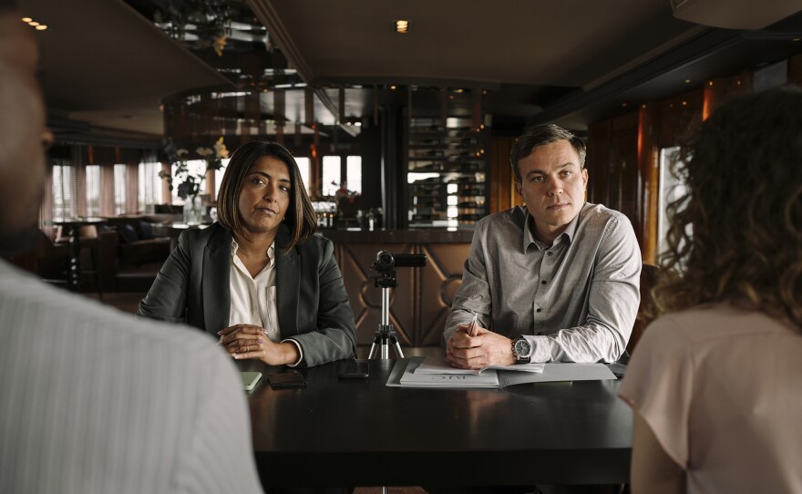 Barney White as Dan Winters, Sunerta Sarker as Maiya Goswami