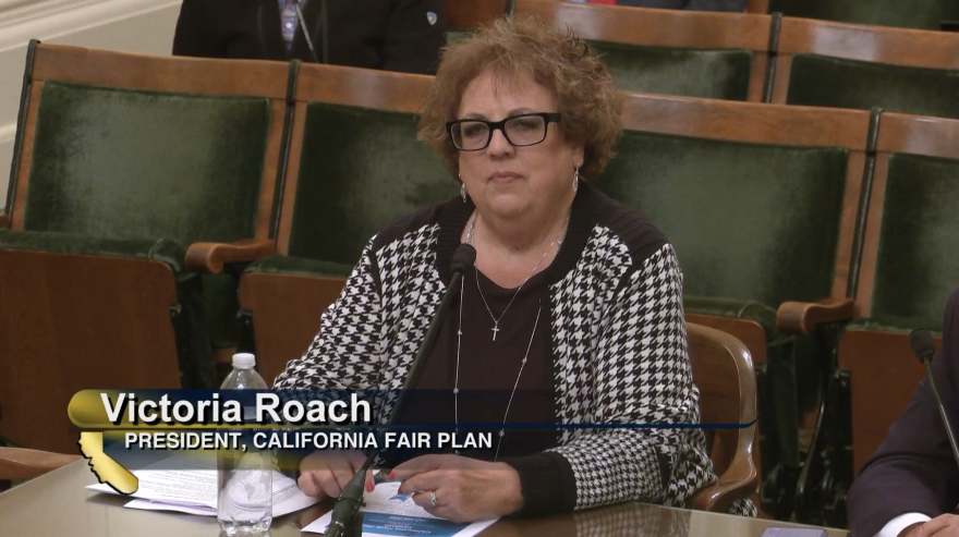 Victoria Roach, president of the FAIR Plan, at a state Assembly hearing on March 13, 2024.