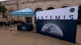 An ARTEMIS display is shown outside Fleet Science Center in Balboa Park on Thursday, April 9, 2026.