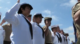 U.S. citizenship is bestowed on military servicemembers in the largest all-military naturalization ceremony in U.S. history on July 2, 2010 on the USS Midway in San Diego.