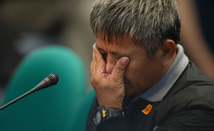 Former death squad member Edgar Matobato testifies during a Senate hearing in Manila on Thursday.
