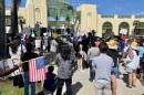 Protestors gather in front of Escondido City Hall, Sept. 24, 2026.